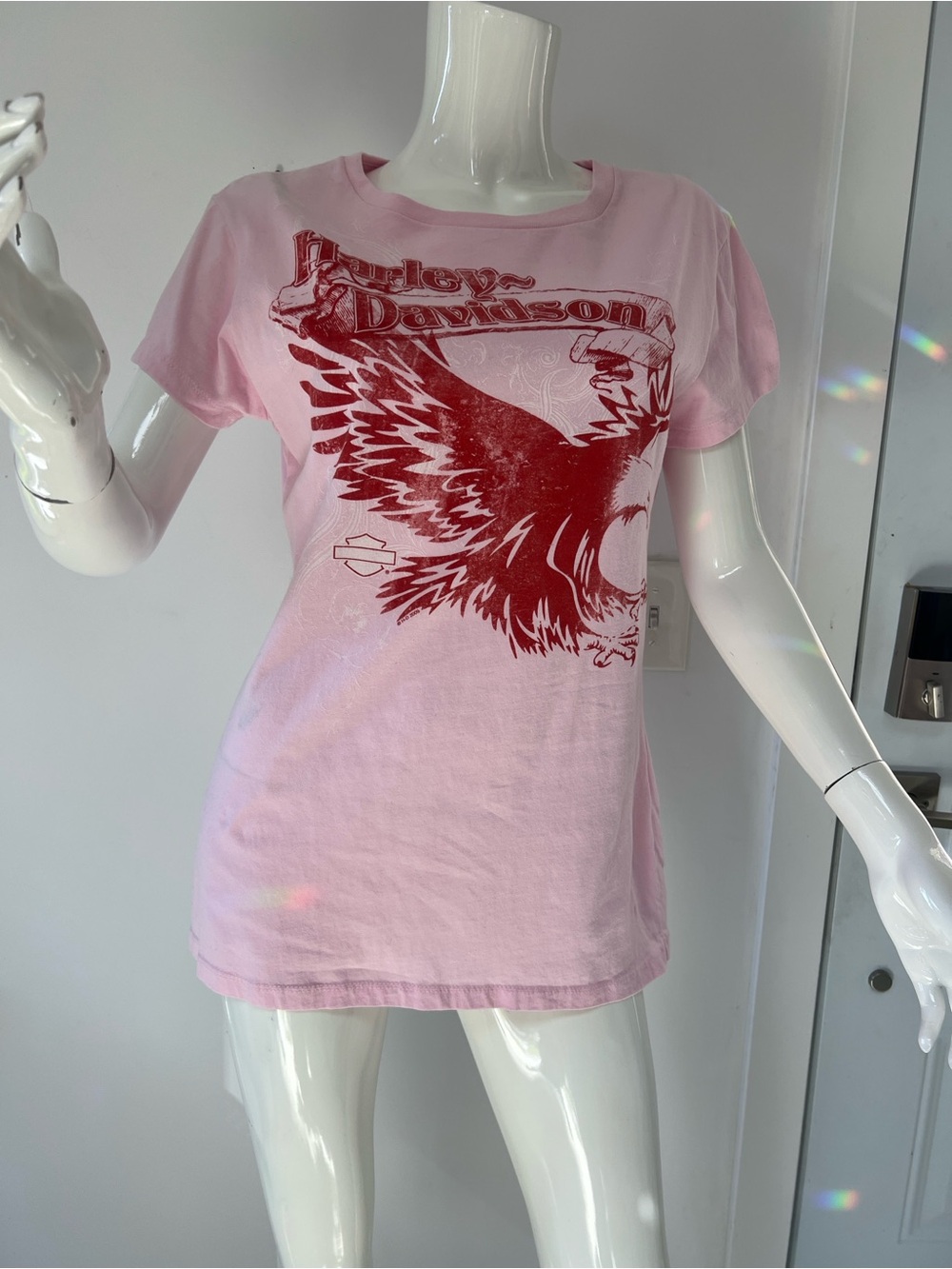 Harley-Davidson Eagle Graphic  pink Tee  100% cotton 2X-Large